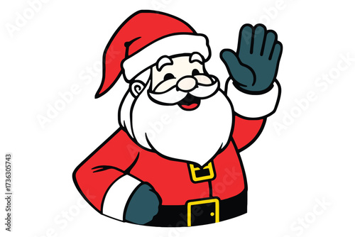  Santa waving hand with gloves joyful holiday celebration artwork