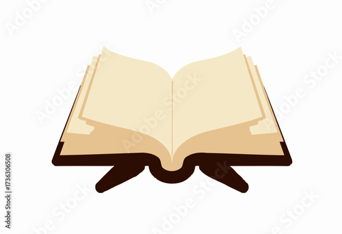 Illustration of an Open Book on a Wooden Stand Highlighting the Concept of Knowledge and Learning Through Simple and Elegant Depiction