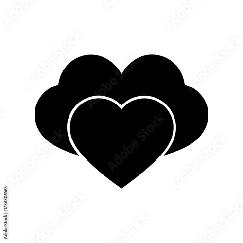 Silhouette heart with cloud minimal romantic love dreamy symbol clean vector design illustration with white background