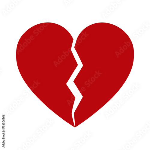 Heart with broken pieces silhouette simple emotional sadness symbol vector minimal clean design with white background