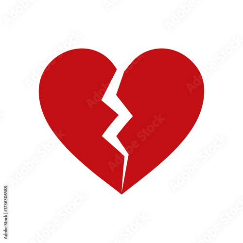 Heart with broken pieces silhouette minimal shattered love concept symbol vector clean design with white background