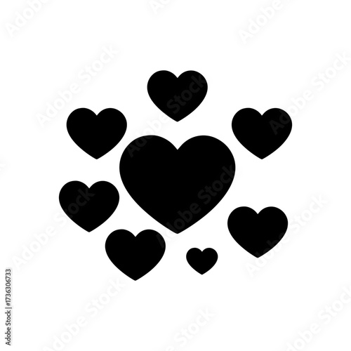 Heart with small hearts inside silhouette minimal romantic love concept vector clean design with white background
