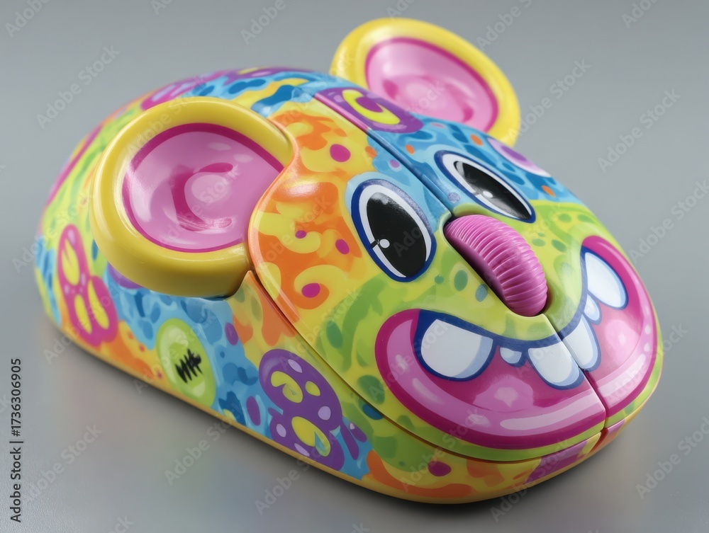 Obraz premium Colorful cartoon mouse computer mouse studio setting product photography playful environment close-up view fun concept
