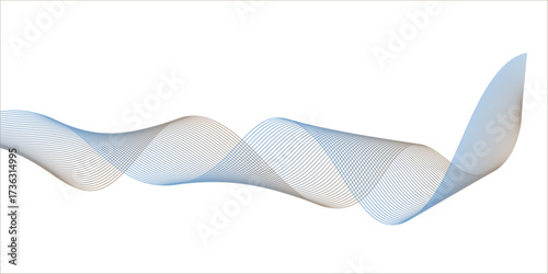 Abstract white background with a smooth curve design and blue light gradient accenting white satin ribbons