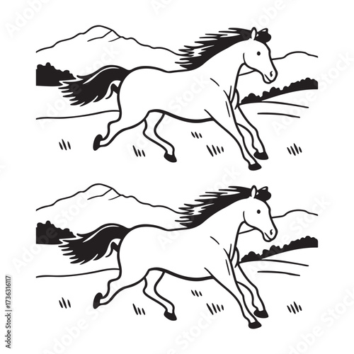 Two Horses Running in a Landscape