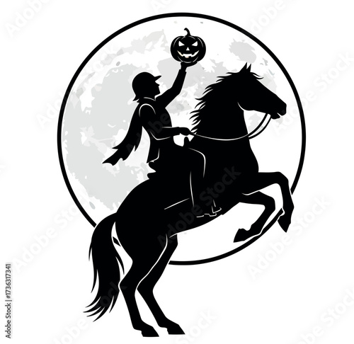 horse and rider on halloween