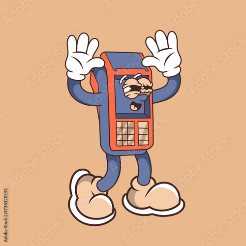 Retro character design of payment terminal surrender