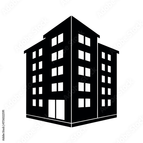 minimal silhouette vector of apartment block