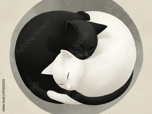 Yin Yang Cats Photo: Black and White Kittens Sleeping
