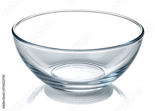 Clear glass small bowl with a white handle isolated on transparent background