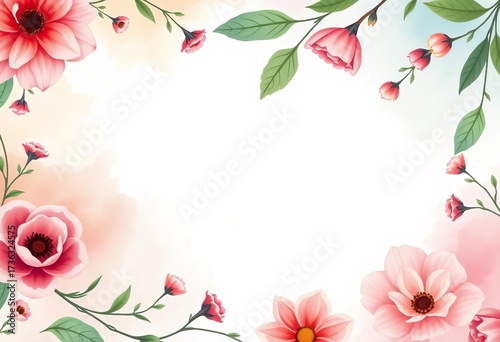 Delicate floral watercolor wash background, perfect for invitations or stationery, paper, desktop