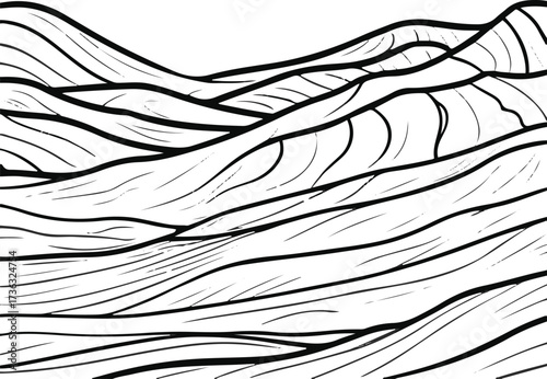 Simple line art of desert with sand dunes 3
