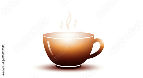 Steaming Ceramic Coffee Cup with Warm Beverage.