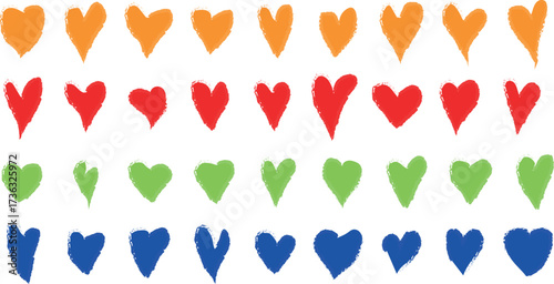 Expressive Handcrafted Brush Stroke Heart Frame Vector Illustration – Colorful Valentine’s Day Banner for Romantic Celebrations