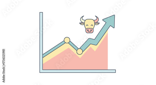 Financial bull market graph showing upward trend and growth.