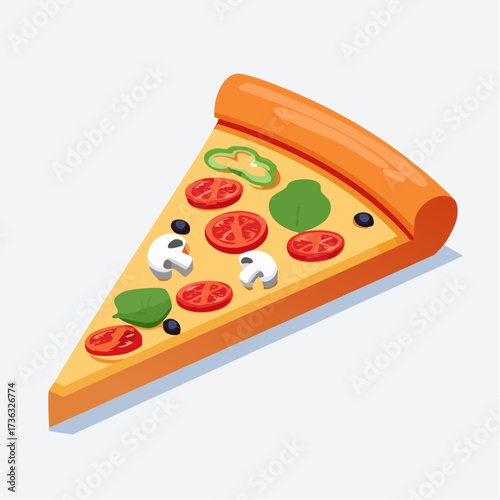 Delicious Slice of Pizza Illustration Toppings, Crust, and Savory Goodness on Display for Food Lovers