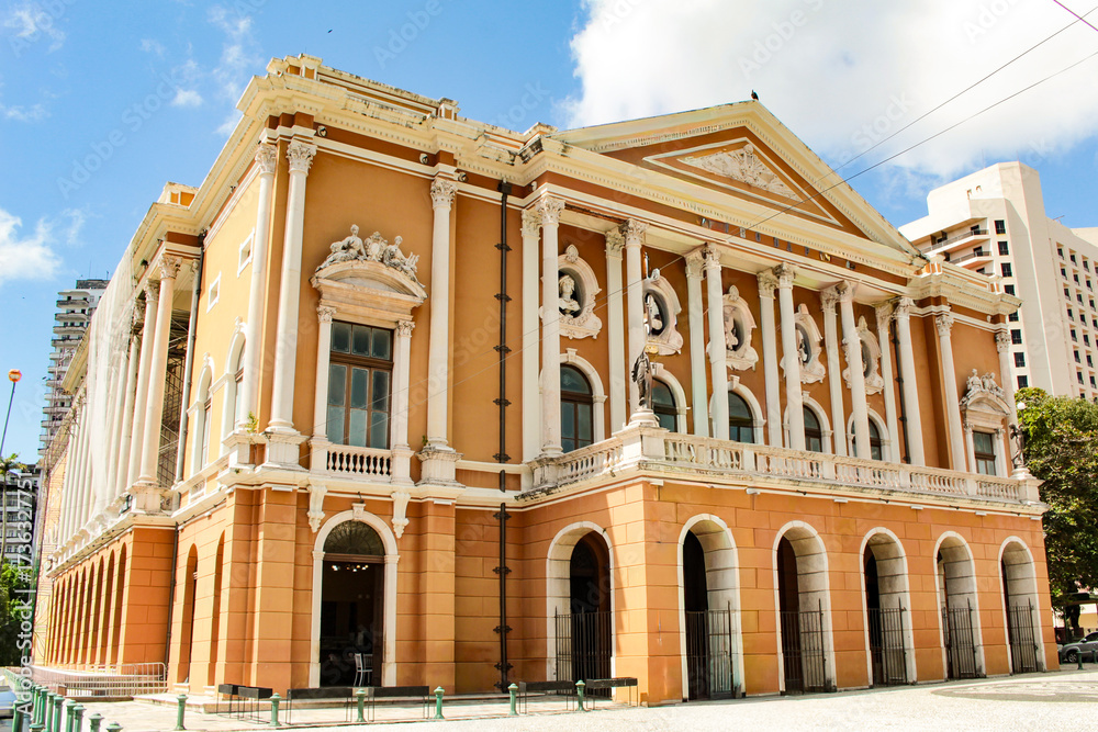 Fototapeta premium Theater of Peace, a Brazilian theater in the neoclassical style, located in Praça da República in the city of Belém, state of Pará, northern Brazil