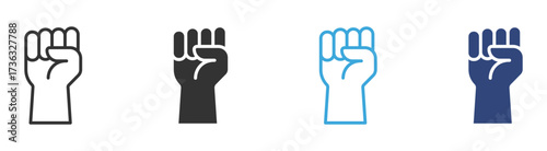raised fists icon set, vector illustration . 
