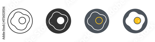 Fried egg icon set, for Breakfast and Food Concepts, Vector Illustration 