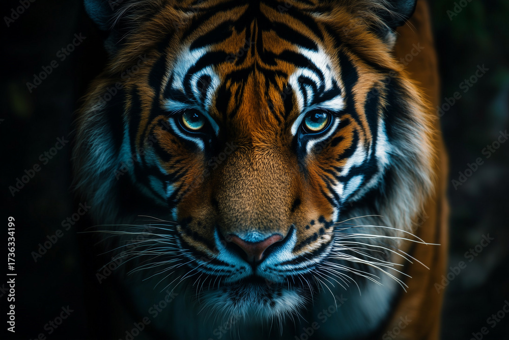 Fototapeta premium Furious Tiger Growling and Sprinting Aggressively in Wild Nature Wildlife Scene