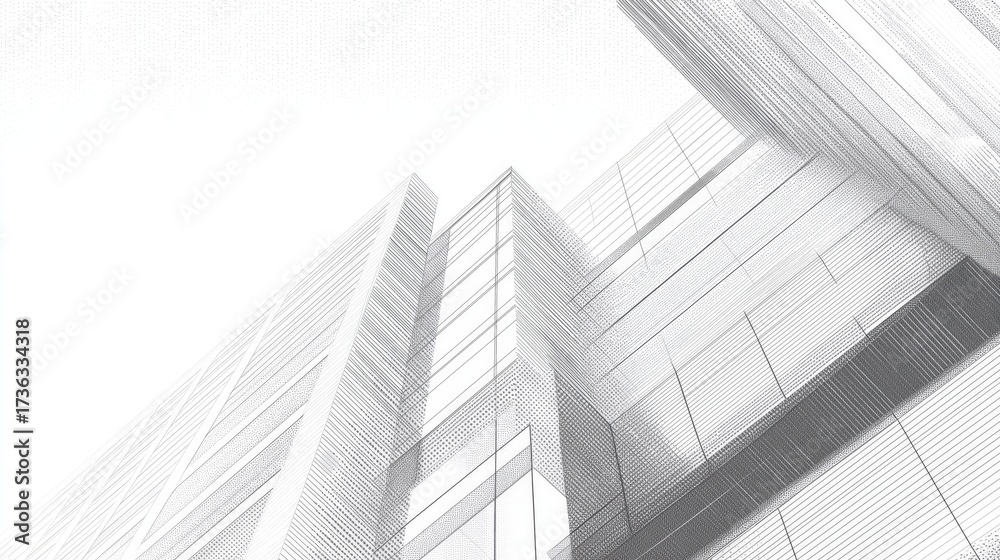 Fototapeta premium Abstract Architectural Wireframe of Modern Building