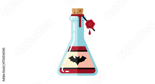 blood potion a magical concoction with a bat label sealed with a cork perfect for halloween decorations adding eerie charm and gothic flair