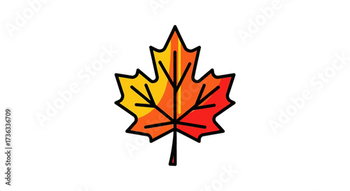 colorful maple leaf icon autumnal design perfect for seasonal graphics and canadian themes conveying fall foliage and october vibes