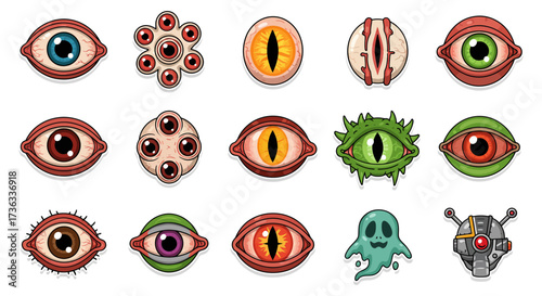 creepy eye illustrations diverse eyeball cartoon graphics for halloween themes vector collection of horror sci-fi monster concepts spooky visuals