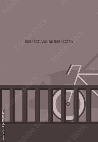 A bicycle and car illustration with the message "Respect and Be Respected."