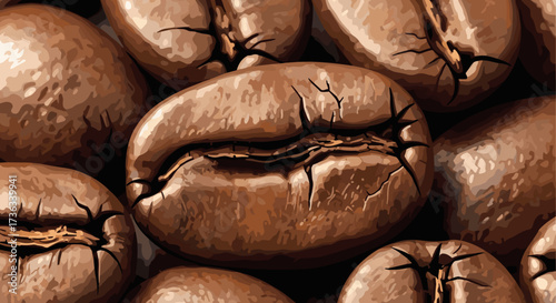 Roasted coffee beans close up macro shot for coffee lovers and caffeine enthusiasts perfect for backgrounds