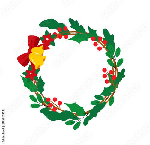 christmas wreath with holly berries