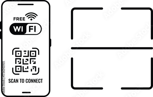 scan to connect Wi-Fi. free wifi design. Clearly instructs viewers to scan for network access. Wireless Internet Access. Quick Response code
