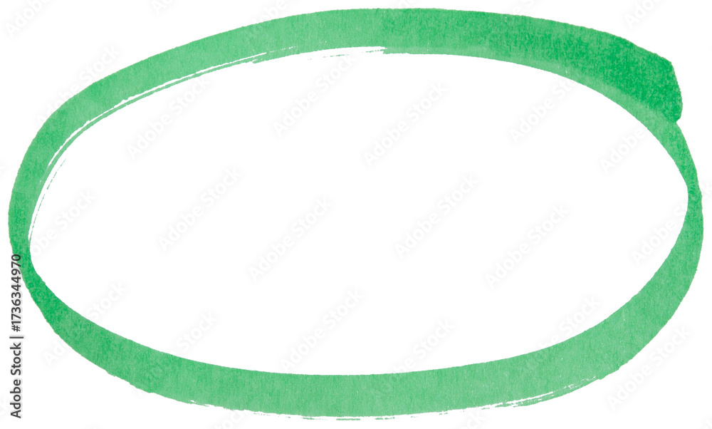 Obraz premium Hand drawn green marker circle sketch, abstract ink oval stroke for highlight, emphasis, underline, business note, doodle design, isolated simple round shape element on transparent background