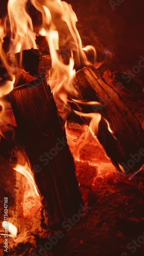 Glowing Firewood with Flames A Cozy and Inviting Scene Full of Warmth and Comfort