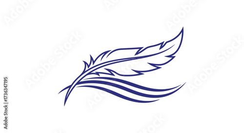 Editable vector find blue feather logo design vector illustration for writing and poetry inspiration and creative brand identity