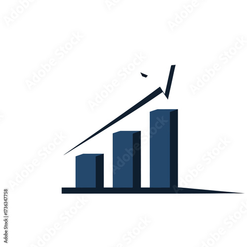Free Download Rising bar graph illustration with upward trend line - GFXLoad