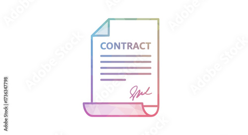 Colorful Contract Document with Signature and Text.