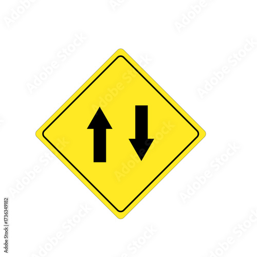 Free Download Two-way traffic warning sign, opposing arrows. Yellow diamond vector road icon vector - GFXLoad