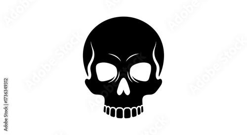 Black skull illustration on white background simple and clear design.