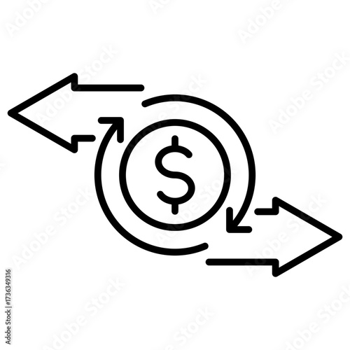Cash Flow Outline Icon