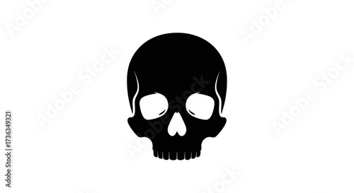 Black Skull Illustration on White Background for Halloween.