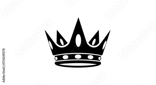 Elegant Black Crown Symbol on White Background.