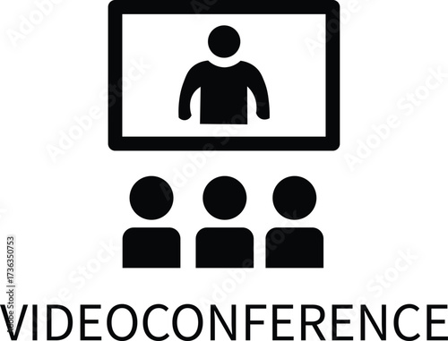 Vedeoconference icon, black color, meeting, business icon