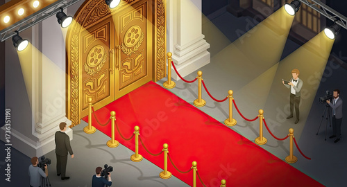 Step onto the red carpet for a premiere event with lights and photographers