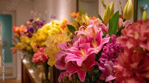 Wallpaper Mural Vibrant bouquet of colorful flowers in soft indoor lighting Torontodigital.ca