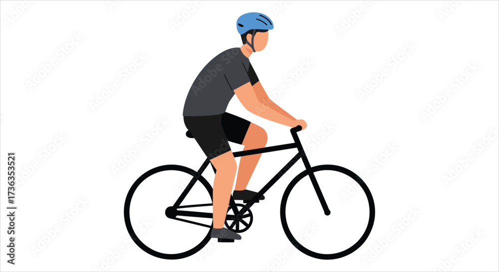 Naklejka premium Man riding a bicycle outdoors wearing a helmet