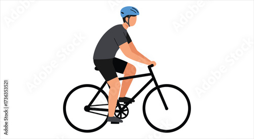 Man riding a bicycle outdoors wearing a helmet
