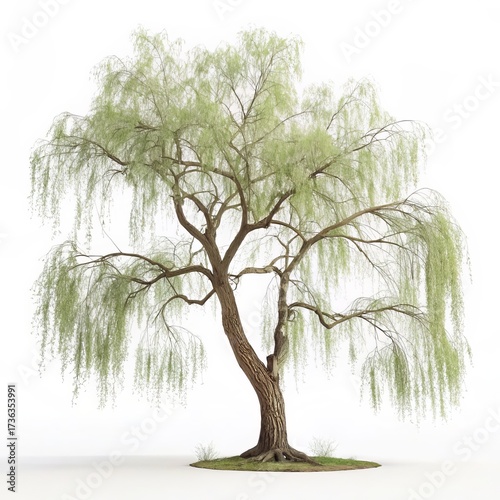 Weeping Willow Tree Graceful Branches and Textured Bark, Nature , Tree