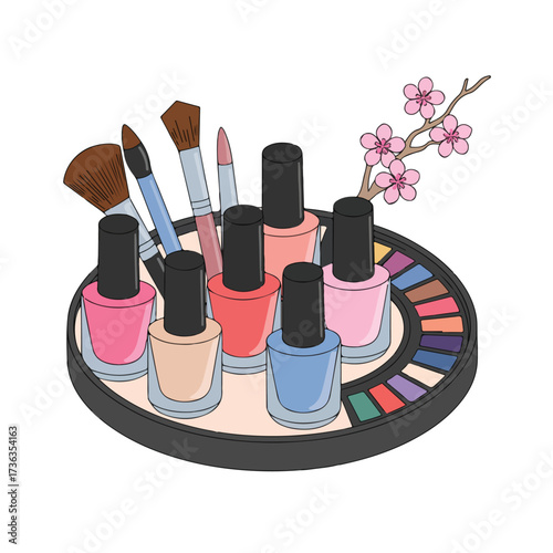 Makeup set with brushes powder lipstick and eyeshadow accessories