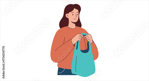 Woman holding a reusable shopping bag for sustainability